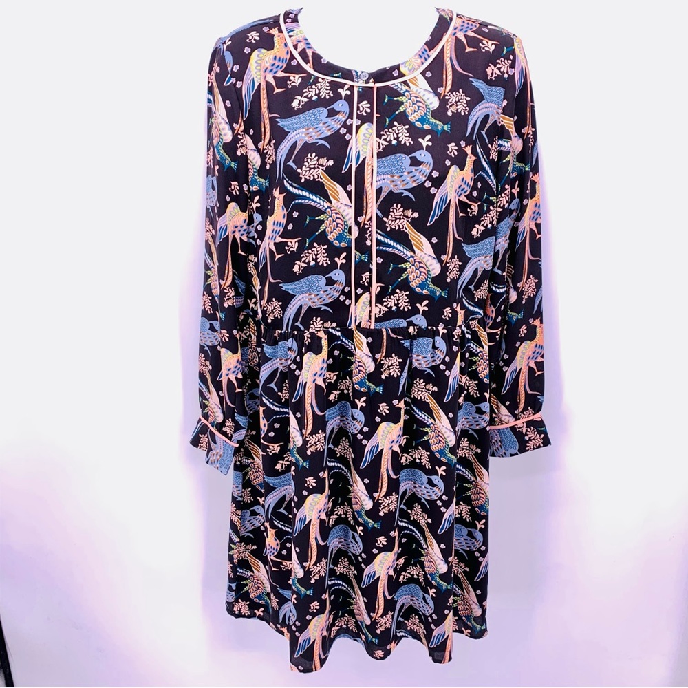 Loft Peacock Snowbird Long Sleeve Dress Womens Size 10P